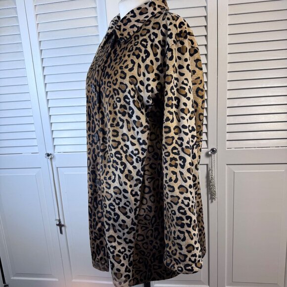 DENNIS BASSO PLUS SIZE 2X REVERSIBLE LEOPARD PLUSH & BLACK TRENCH COAT MOB WIFE - Picture 8 of 12